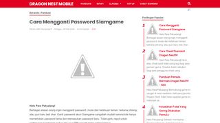 
                            2. Cara Mengganti Password Siamgame - Dragon Nest Mobile