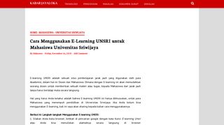 
                            12. Cara Menggunakan E-Learning UNSRI untuk Mahasiswa Universitas ...