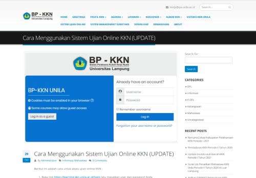 
                            8. Cara Menggunakan Sistem Ujian Online KKN ... - BP-KKN Unila