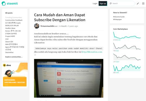 
                            5. Cara Mudah dan Aman Dapat Subscribe Dengan Likenation - Steemit