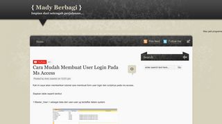 
                            8. Cara Mudah Membuat User Login Pada Ms Access ~ Mady Berbagi