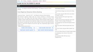 
                            13. Cara Registrasi Danamon Online Banking ~ Kode Bank Mandiri Syariah