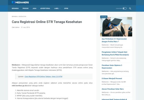 
                            3. Cara Registrasi Online STR Tenaga Kesehatan | Medianers