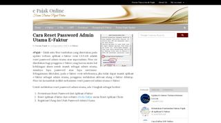 
                            11. Cara Reset Password Admin Utama E-Faktur |e Pajak Online