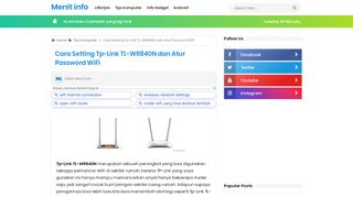 
                            1. Cara Setting Tp-Link TL-WR840N dan Atur Password WiFi - Menit info