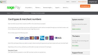 
                            8. Card types & merchant numbers - Sage Pay