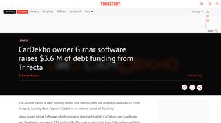 
                            13. CarDekho owner Girnar software raises $3.6 M of debt funding from ...