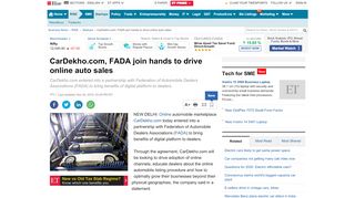 
                            10. CarDekho.com, FADA join hands to drive online auto sales - The ...