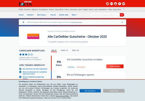 
                            2. CarDelMar Gutscheine: 5% Rabatt - Februar 2019 - Focus