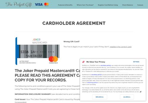 
                            6. Cardholder Agreement Joker Mastercard 533814 - The Perfect Gift™