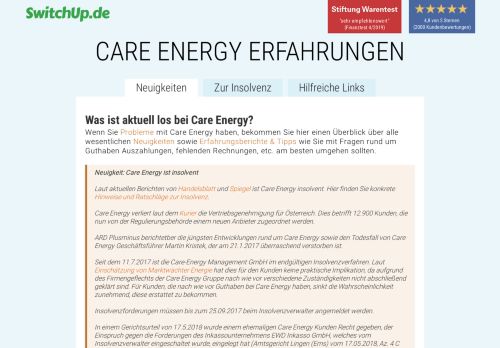 
                            6. Care Energy Erfahrungen: Neuigkeiten zur Insolvenz - SwitchUp