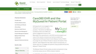 
                            3. Care360 EHR : MyQuest Patient Portal - Quest Diagnostics