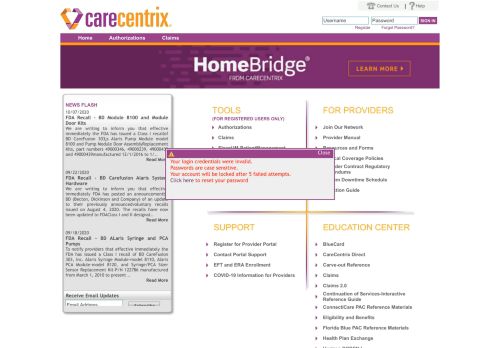 
                            8. CareCentrix Provider Portal - Home Page