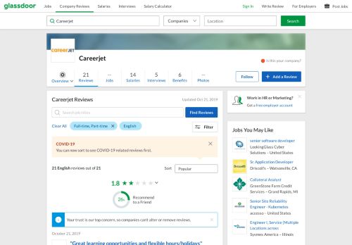 
                            12. Careerjet Reviews | Glassdoor