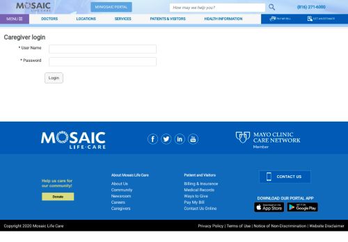 
                            9. Caregiver Login - Mosaic Life Care