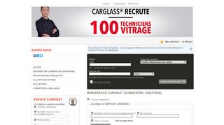 
                            4. CARGLASS - Mon espace candidat (Connexion / Création)