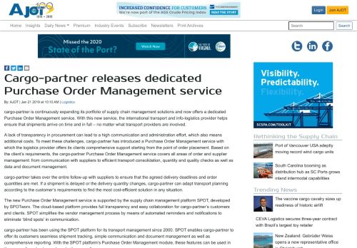 
                            13. Cargo-partner releases dedicated Purchase Order Management service