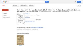 
                            5. Carlo Famoso De don luys Capata a la C.R.M. del rey don Phelippe ...