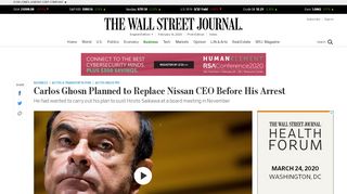 
                            12. Carlos Ghosn Planned to Replace Nissan CEO Before His Arrest - WSJ