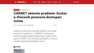 
                            10. CARNET uklonio problem: Sustav e-Dnevnik ponovno ... - Dnevnik.hr