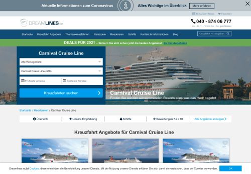 
                            5. Carnival Cruise Line Kreuzfahrt – Karibik mit Flug Bis zu -50%