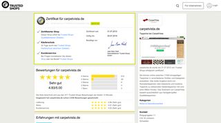 
                            3. carpetvista.de Bewertungen & Erfahrungen | Trusted Shops