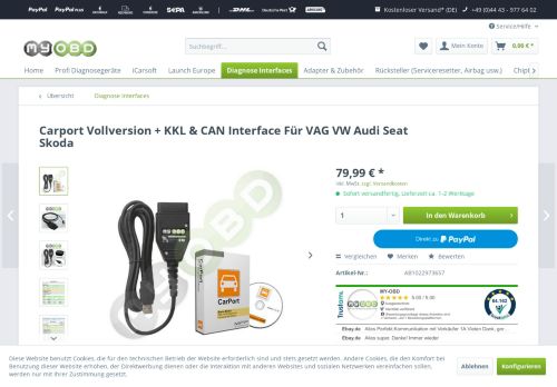 
                            8. Carport Vollversion + KKL & CAN Interface Für VAG VW ... - MY-OBD