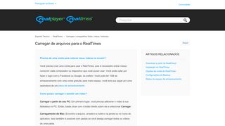 
                            6. Carregar de arquivos para o RealTimes – Suporte Técnico - RealPlayer