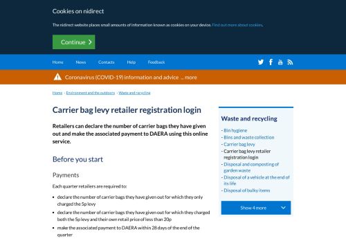 
                            12. Carrier bag levy retailer registration login | nidirect