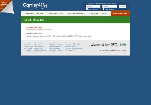 
                            12. Carrier411 - Login Message