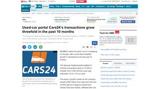 
                            8. Cars24: Used-car portal Cars24's transactions grow threefold in the ...