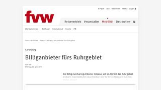 
                            7. Carsharing: Billiganbieter fürs Ruhrgebiet - FVW.de