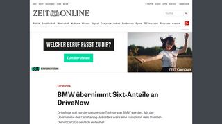 
                            12. Carsharing: BMW übernimmt Sixt-Anteile an DriveNow | ZEIT ONLINE