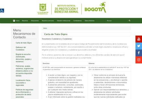 
                            12. Carta de Trato Digno | Instituto Distrital de Protección y Bienestar Animal