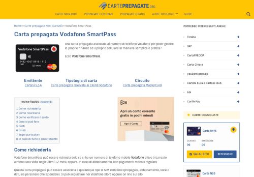 
                            5. Carta Vodafone SmartPass Prepagata – Caratteristiche e costi