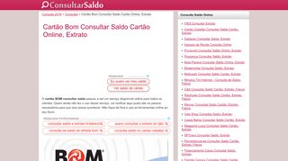 
                            8. Cartão Bom Consultar Saldo Cartão Online, Extrato | Consulta 2018