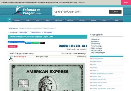 
                            7. Cartão de crédito American Express Green Card • Falando de Viagem