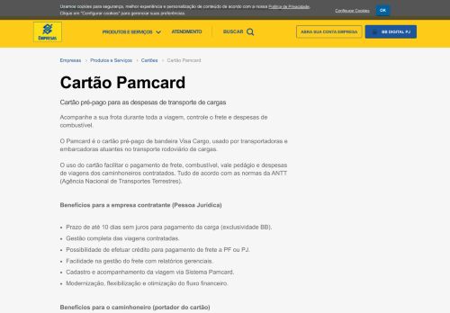 
                            12. Cartão Pamcard - Empresas | Banco do Brasil