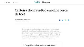 
                            12. Carteira do Previ-Rio encolhe cerca de 65% | Valor Econômico