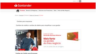 
                            3. Cartões de Crédito, Débito e Refeição - Empresas - Santander