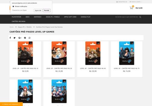 
                            12. Cartões Pré-Pagos Level Up Games - Zero3Games