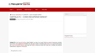 
                            7. Cartola FC - Como recuperar senha? - Recuperar Senha - Email ...