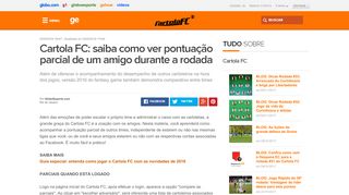 
                            2. Cartola FC: saiba como ver pontuação parcial de um amigo durante a ...