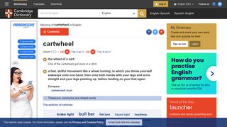 
                            9. CARTWHEEL | meaning in the Cambridge English Dictionary