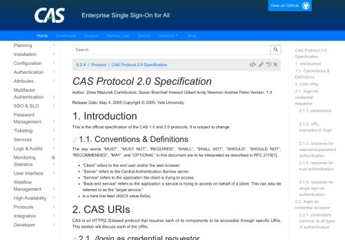 
                            2. CAS - CAS Protocol 2.0 Specification - Apereo Blog