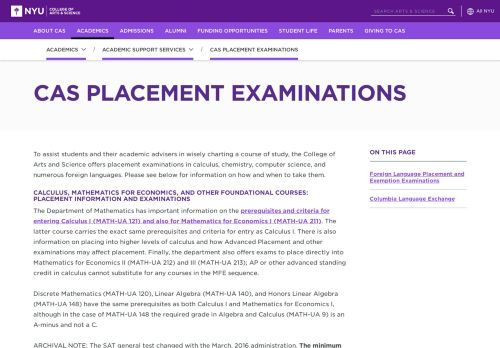 
                            13. CAS Placement Examinations - College of Arts and ...