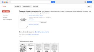 
                            11. Casa de Cabrera en Cordoba: obra genealogica historica, dedicada a ... - Resultado de Google Books