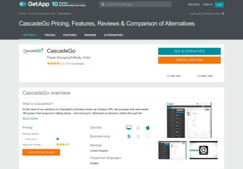 
                            8. CascadeGo Pricing, Features, Reviews & Comparison of ... - GetApp