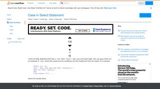 
                            5. Case in Select Statement - Stack Overflow