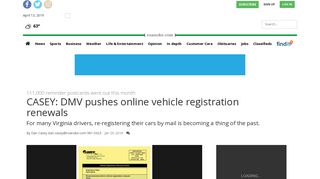 
                            12. CASEY: DMV pushes online vehicle registration renewals | Dan ...
